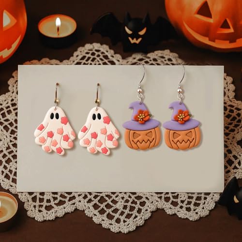 8pcs Halloween Western Polymer Clay Cutters - Fun Shapes for DIY Earrings, Dangle Earrings & Gummy Molds | Easy-to-Use Clay Cutters for Halloween Crafts - color: Halloween Ghost