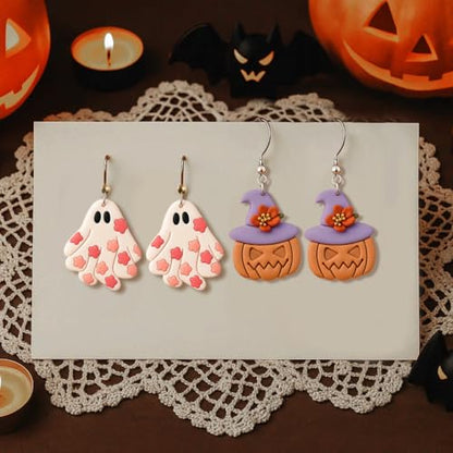 8pcs Halloween Western Polymer Clay Cutters - Fun Shapes for DIY Earrings, Dangle Earrings & Gummy Molds | Easy-to-Use Clay Cutters for Halloween Crafts - color: Halloween Ghost