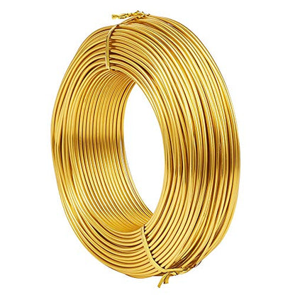 Fashewelry 459 Feet 17 Gauge Aluminum Wire Gold Bendable Metal Craft Wire for Beading Jewelry Craft Making (1.2mm) - color: Round-17 Guage-Gold