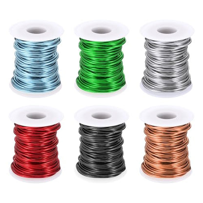 PATIKIL 12 Gauge 2 mm Aluminum Craft Wire, 49.2 Ft Metal Wire 6 Roll Armature Bendable Wire for Jewelry Making Metal Wrap DIY, Green/Black/Rose Gold/Red/Blue/Silver - color: Green/Black/Rose Gold/Red/Blue/Silver, size: 12 Gauge