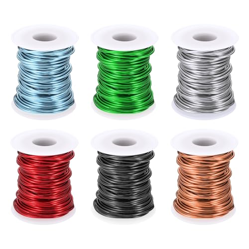 PATIKIL 12 Gauge 2 mm Aluminum Craft Wire, 49.2 Ft Metal Wire 6 Roll Armature Bendable Wire for Jewelry Making Metal Wrap DIY, Green/Black/Rose Gold/Red/Blue/Silver - color: Green/Black/Rose Gold/Red/Blue/Silver, size: 12 Gauge