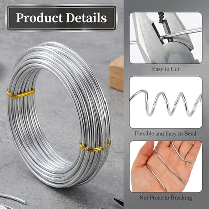 3mm 33 Feet Aluminum Craft Wire, Bendable Armature Wire, Mental Silver Bendable Wire for Sculpting, DIY, Crafting, Jewelry Making, Modelling, Bonsai Training, Doll Making (1 Roll) (3mm × 10m) - size: 3mm × 10m