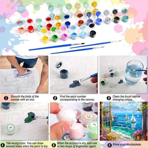 Arttoplus Beach Paint by Numbers Kit for Adults Beginner 16x20 inch - color: MT22035-US