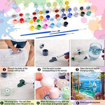 Arttoplus Beach Paint by Numbers Kit for Adults Beginner 16x20 inch - color: MT22035-US