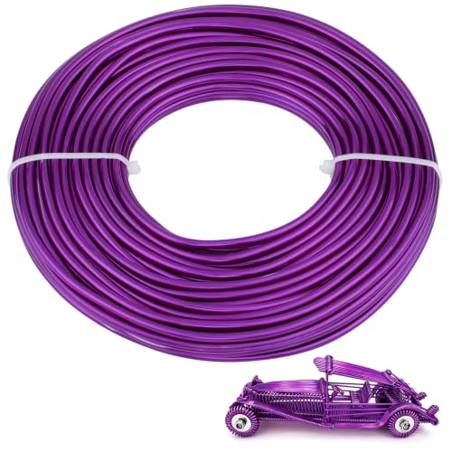 9 Gauge Aluminum Craft Wire, 52.5FT Bendable Armature Wire for Sculpting, Jewelry Making, DIY Crafting, Doll Making, Modelling, Bonsai Training(Purple) - color: Purple