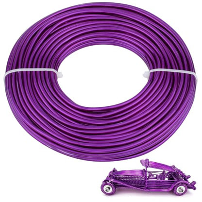 9 Gauge Aluminum Craft Wire, 52.5FT Bendable Armature Wire for Sculpting, Jewelry Making, DIY Crafting, Doll Making, Modelling, Bonsai Training(Purple) - color: Purple