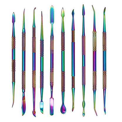 10Pack Large Size Stainless Steel Wax Carvers Tool Set Spatula Double Ended Rainbow Kit for production wax figures clay sculptures and pottery handmade artworks