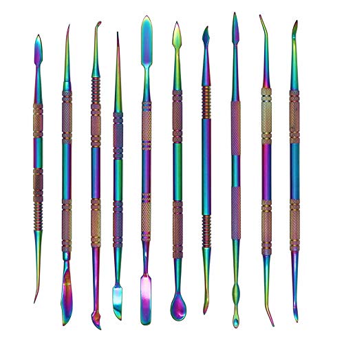 10Pack Large Size Stainless Steel Wax Carvers Tool Set Spatula Double Ended Rainbow Kit for production wax figures clay sculptures and pottery handmade artworks