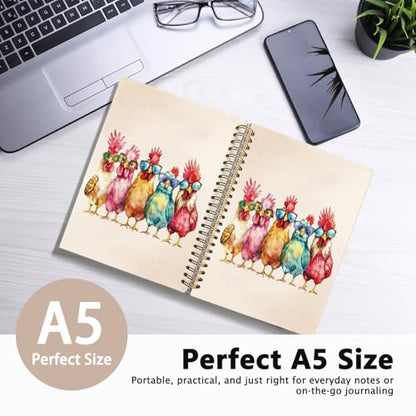 LIANGW Funny Chicken Notebook Journal Gifts for Funny Chicken Lovers | Cute Animal Notebook Journal for School Women Teen Girls Kids, Hardcover Spiral Notebook 5.5x8.3 Inch - color: 01-funny chicken (kids)