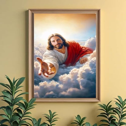 Jesus Diamond Art Kits for Adults, DIY 5D Religious Diamond Painting Kits for Beginners, Round Full Drill Diamond Dots Paintings,Diamonds Pictures Gem Art for Adults Crafts Home Decor 12x16 Inch - style: Jesus