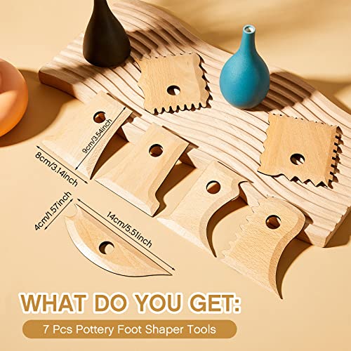 Amylove 7 Pcs Pottery Tools Pottery Wheel Ribs Foot Shaper Trimming Tools Profile Rib Bundle Molding for Ceramics for Carving Clay Molds Clay Texture Ceramics (Stylish Style, Wood Color) - color: Wood Color, size: Stylish Style