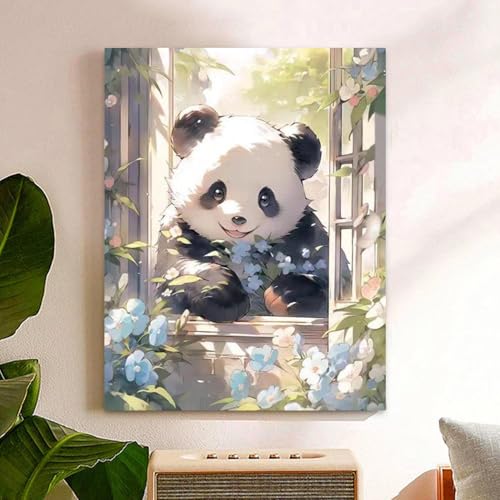 Reivworl Panda Paint by Numbers Kit for Adults Beginner 16×20 inch | Panda Paint by Number Kits 16×20 inch, Crafts on Canvas with Gifts. - color: 15-Panda