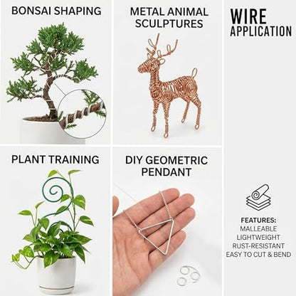 Bonsai Training Aluminum Wire, 3.0mm 9 Gauge Silvery 200g, Bendable Anodized Craft Wire, Flexible Armature Wire for Bonsai Tree Shaping, DIY Handcraft and Model Making(Silvery-3.0) - color: Silver, size: 9 Gauge