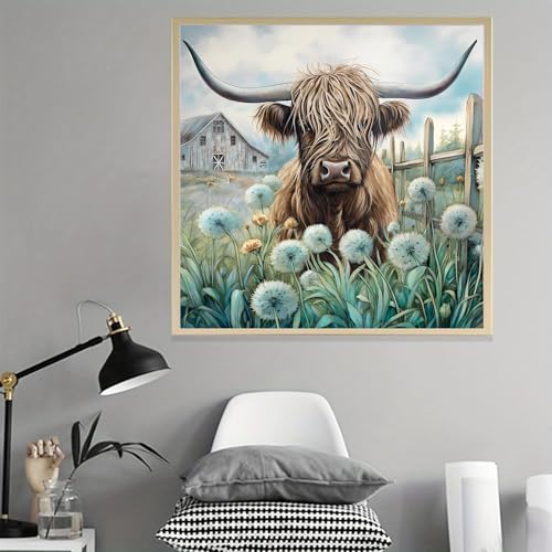 Diamond Art Kits for Adults,Highland Cow Diamond Painting Kits 12 x 12in - color: DP01999