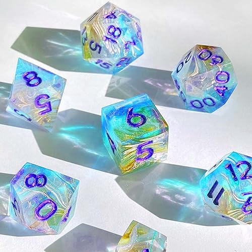 Juome Dice Resin Molds Silicone, DND Dice Silicone Molds for Epoxy Resin | Resin Mold with 7 Standard Stereoscopic Dice Cavities, Resin Mold for DIY Dices Making, Table Board Game Dice Lovers Gift