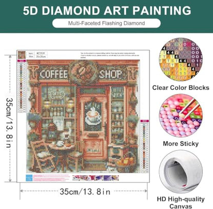Coffee Diamond Art Kits for Adults, Diamond Painting Kits for Beginners, - color: Coffee-B