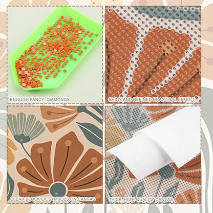 Yeaqee 4 Pcs Diamond Art Kits for Adults Gem Painting Kit DIY Abstract Flowers Jewel Diamond Art for Beginners Aesthetic Room Crafts Cute Painting Pictures 5d Craft Wall Decor for Home 10 x 11.8'' - style: Abstract Flowers