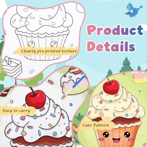 Anseal 12 Packs Pre Drawn Canvas to Paint, 5" X 7" Foods Pre Printed Canvas for Painting, Pre Stretched Canvas Outline Painting Boards for Party Favor - style: Foods