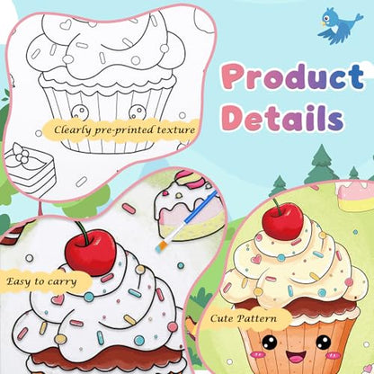 Anseal 12 Packs Pre Drawn Canvas to Paint, 5" X 7" Foods Pre Printed Canvas for Painting, Pre Stretched Canvas Outline Painting Boards for Party Favor - style: Foods