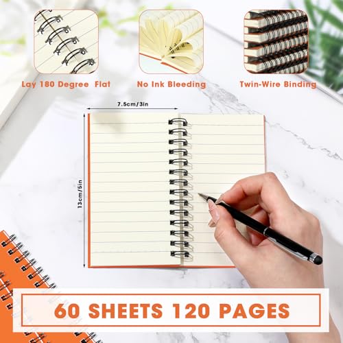Jutom 18 Pcs Small Spiral Notebook Memo Pad 3x5, Orange - color: Orange