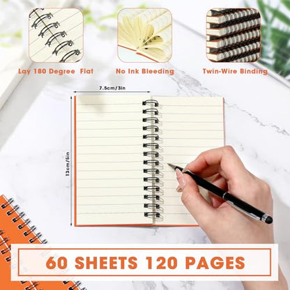 Jutom 18 Pcs Small Spiral Notebook Memo Pad 3x5, Orange - color: Orange
