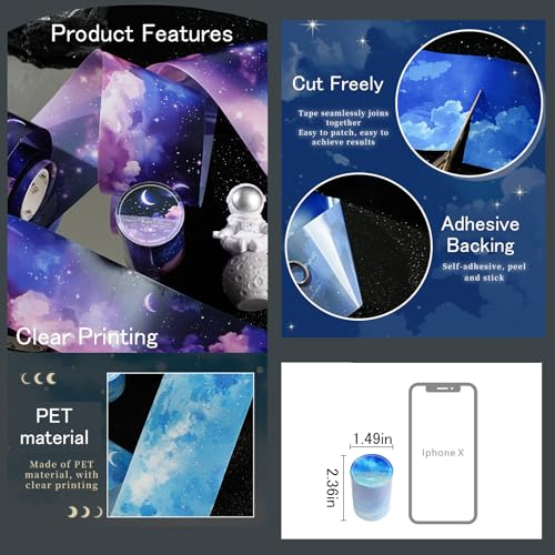 PET Tape Stickers for Journaling Supplies, Sky Tape Stickers for Scrapbook - color: Island