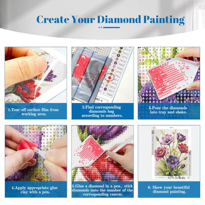 YOYA 2 Pack 5D Flowers Diamond Art Kits for Adults 12x16 Inch - color: Flowers 041
