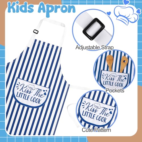 3 Pack Kids Apron for Cooking Adjustable Kids Chef Aprons | Kitchen Funny Aprons with Pockets for Boys Girls Toddler Painting Baking Artist Apron - color: Black,red,blue