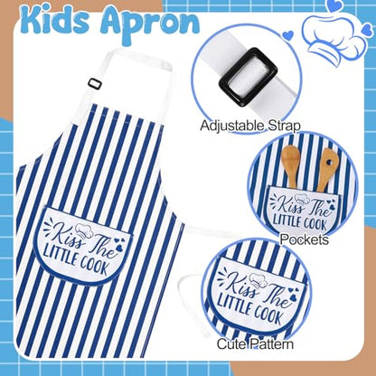 3 Pack Kids Apron for Cooking Adjustable Kids Chef Aprons | Kitchen Funny Aprons with Pockets for Boys Girls Toddler Painting Baking Artist Apron - color: Black,red,blue