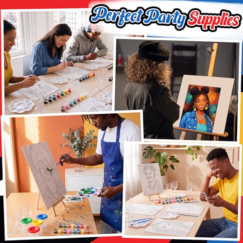 Sherr 96 Pcs 12 Sets Pre Drawn Canvas Kit for Painting Craft Sip and Paint Kit for Adults Pre Printed Canvas Painting Favor for DIY Birthday Gifts Adult's Date Party, 8 x 10 Inch (Gentlemen and Lady) - style: Gentlemen and Lady