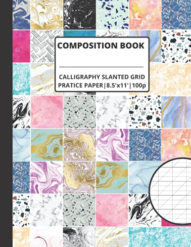 Composition Book: CALLIGRAPHY Practice Paper | XL 8.5x11' (Large Size) | 100 High Quality Tracing Sheets | Color Marble Cover | Perfect Gift for Men ... Supplies, or Work | Get Creative & Artistic!
