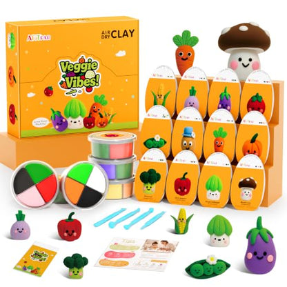 ARTPAR Air Dry Clay Kit for Kids - 12 Vegetable Modeling Magic Clay Set - color: Yellow Vegetable Kit