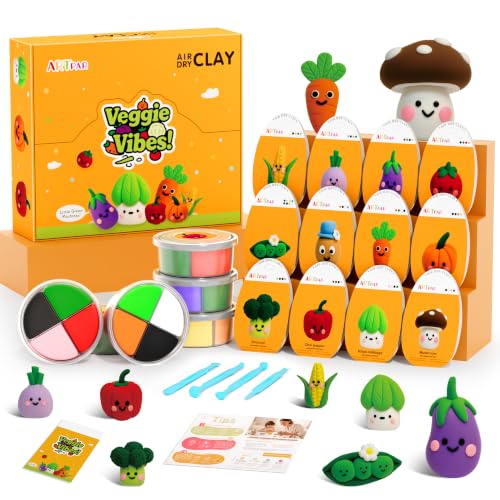 ARTPAR Air Dry Clay Kit for Kids - 12 Vegetable Modeling Magic Clay Set - color: Yellow Vegetable Kit