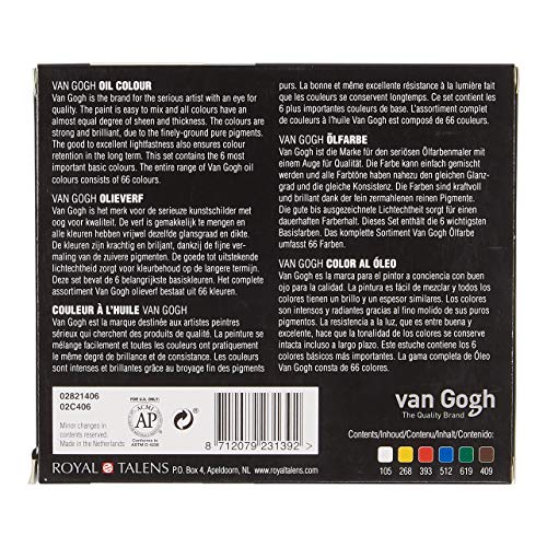 Van Gogh Oil Color Paint, 6x20ml Tubes, Starter Set - color: General Selection, Standard Set, size: 4.06 Fl Oz (Pack of 1)