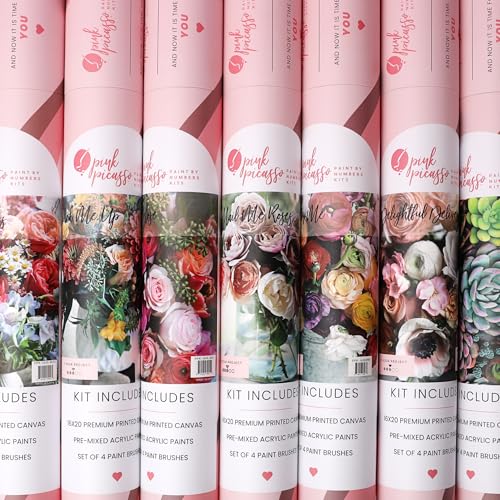 Pink Picasso Paint by Number Kit, Adults & Teens,16x20, Delightful Delivery | Botanical Floral Collection, Acrylic Paints and Brushes included, Pre-printed high quality canvas, DIY art kit, Gift-ready - color: Delightful Delivery