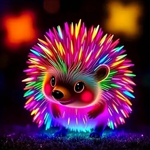 SHICERNHJ 5D Diamond Painting Kits for Adults,Diamond Art Glowing Colored Hedgehog Painting Kits for Adults,DIY Round Drill Art Craft Kits for Home Wall Decor 13.8x13.8inch - color: SH106