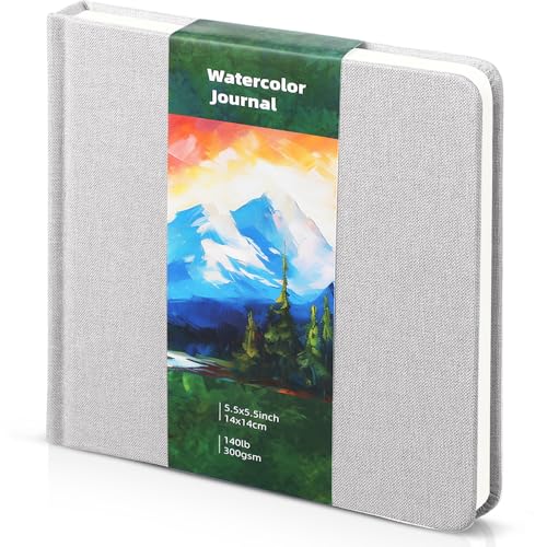 5.5in Watercolor Sketchbook Journal Square Watercolor Notebook Milky White - color: Milky White, size: 5.5x5.5 in