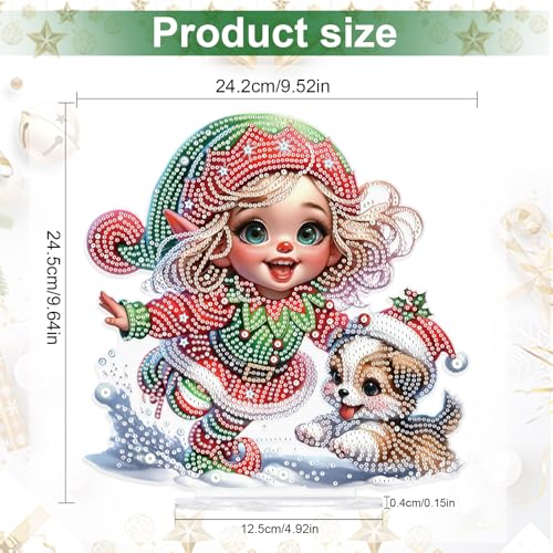 Christmas Diamond Painting Kits Tabletop decoration, DIY puppy, 5D Diamond Art Home Ornament By Number Mosaic Arts Crafts For Home Office acrylic Tabletop Decor for Xmas Home Decor, New Year Gift - color: Puppy