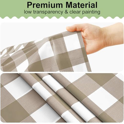 4 Packs Buffalo Disposable Table Cloth, 54 x 72 Inch Waterproof Plastic Tablecloth, Rectangle Khaki and White Checkered Table Covers for Picnic, Birthday, Party, Back to School - color: Khaki and White, size: 54" x 72" - 4 Pack