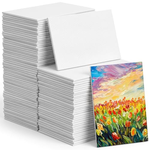 Moinchore 100 Pcs 4 x 6 Inch Mini Painting Canvas Panels Bulk Tiny Art Canvases for Painting Panels Cotton Blank White Small Canvas Acid Free Boards for Watercolor Acrylic Oil Paint - size: 4 x 6 Inch