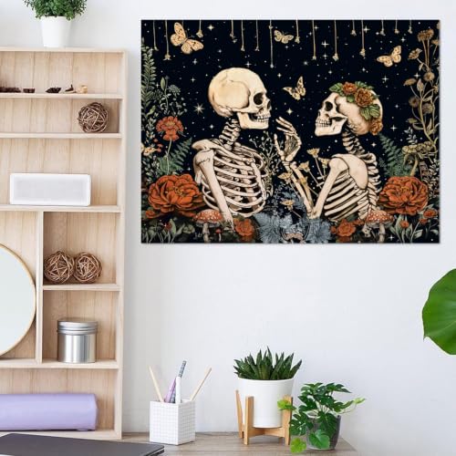 KICHANG Skull Diamond Art Kits for Adult Diamond Painting Kit for Beginner | Skeleton 5D DIY Diamond Dots Full Drill Crafts for Gem Art Dot Art for Adults Home Wall Decor for Teens Boys Girls 12x16 inch - color: DP04602