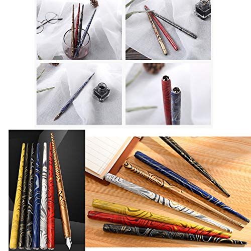 Professional Manga Gothic Pen Dip Pen Calligraphy Drawing Pen Kit, 7 Pen Holders Handles, 12 Nibs (7 Fountain Pen Nib, 5 Flat Nib) - 7 Pcs C - color: 7 Pcs C