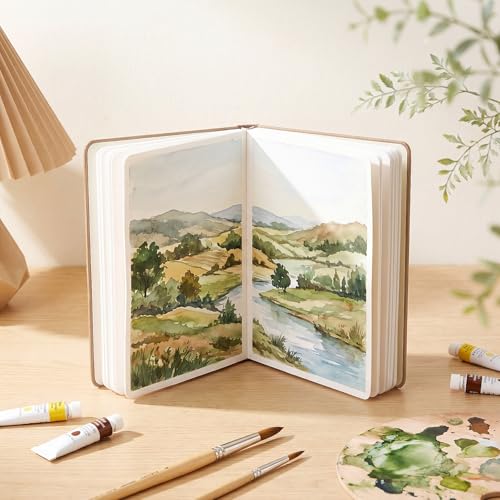 Dispowreath Suede Watercolor Sketchbook 24 Sheets 140lb Khaki - color: Khaki, style: Suede