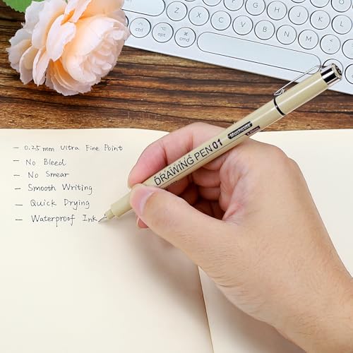 Muchcute 05 Fine Point Writing Pens: 6 Black 0.45mm Smooth No Bleed Bible - color: 6 Fine Point 05(0.45mm)