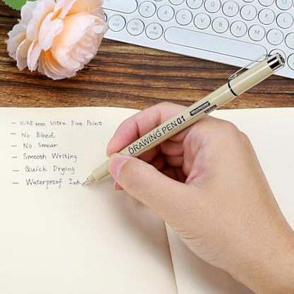 Muchcute 05 Fine Point Writing Pens: 6 Black 0.45mm Smooth No Bleed Bible - color: 6 Fine Point 05(0.45mm)