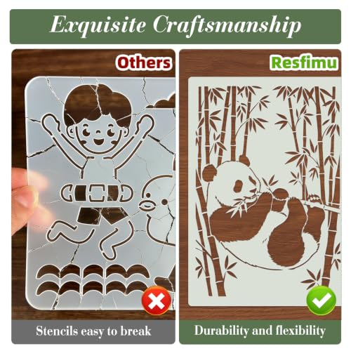 Panda Stencils for Crafts Reusable 16Pcs Stencils(11.8X8.2 Inch) - color: Panda