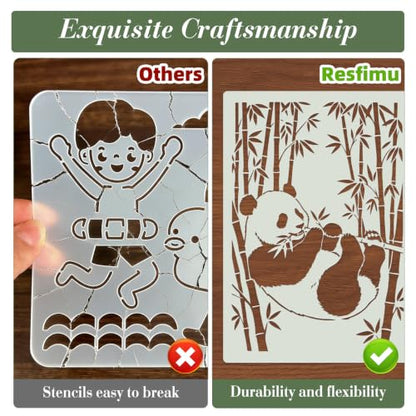 Panda Stencils for Crafts Reusable 16Pcs Stencils(11.8X8.2 Inch) - color: Panda