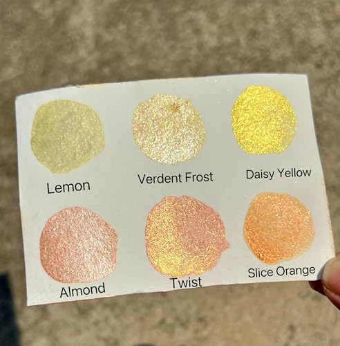 Set of 6 Handmade Mica Watercolors Paint-Metallic-Glitter-Shimmer Water Color Paints - Orange and Yellow Acuarela Tin Palette - Fun Gift for Artists (Manhattan Sunset) - color: Manhattan Sunset