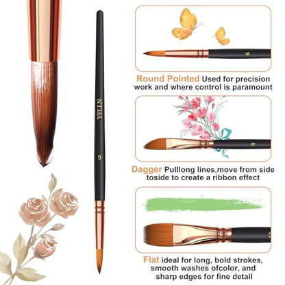 Paint Brush Set 6 Different Shapes for Watercolor Rock Face Painting Brush, Artist Craft Brush Supplies, Paint Brush Set for All Purposes Adult Painting (6)