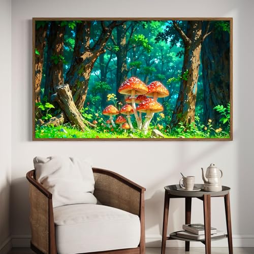 DDGEMART 5D Diamond Painting, Full Drill Enchanted Forest Mushroom Wild Woods Art for Adults, Large 28x16 Inch - color: Enchanted Forest Mushroom